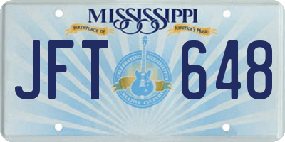 MS license plate JFT648