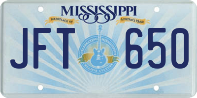 MS license plate JFT650