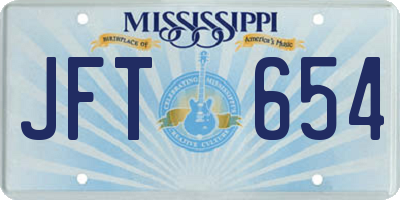 MS license plate JFT654