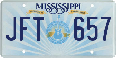 MS license plate JFT657