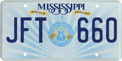 MS license plate JFT660