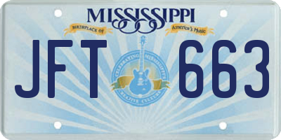 MS license plate JFT663