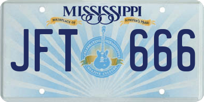 MS license plate JFT666