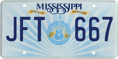 MS license plate JFT667