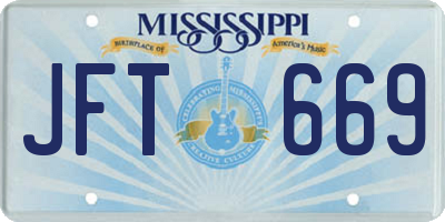 MS license plate JFT669