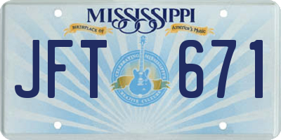 MS license plate JFT671