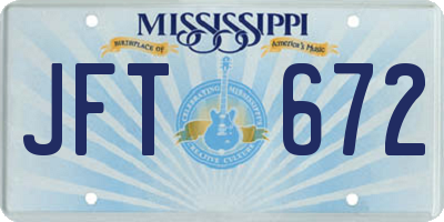 MS license plate JFT672