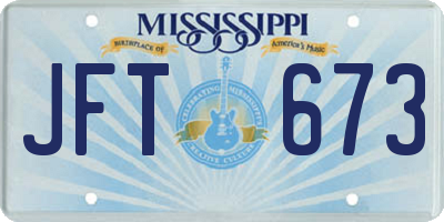MS license plate JFT673