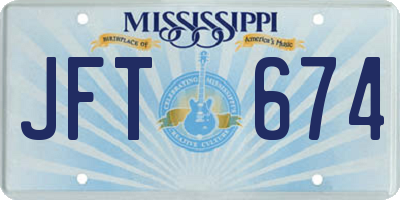 MS license plate JFT674