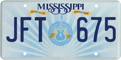 MS license plate JFT675