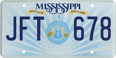 MS license plate JFT678