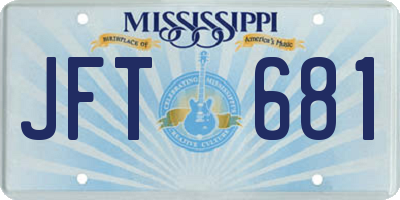 MS license plate JFT681