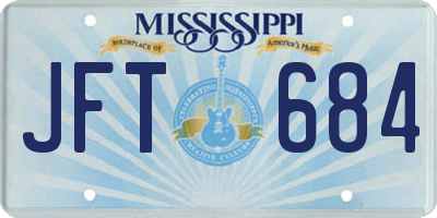 MS license plate JFT684