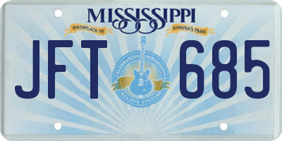 MS license plate JFT685