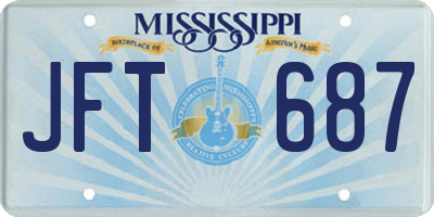 MS license plate JFT687