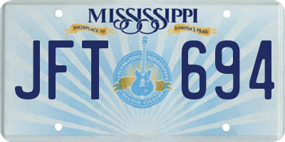 MS license plate JFT694