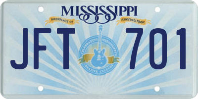 MS license plate JFT701