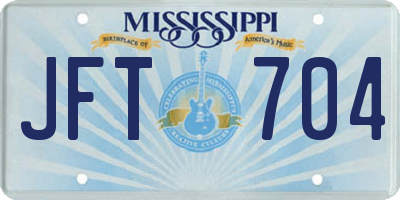 MS license plate JFT704