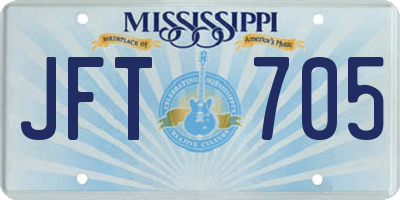 MS license plate JFT705