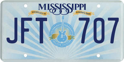 MS license plate JFT707