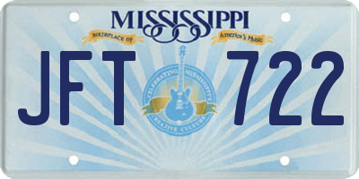 MS license plate JFT722