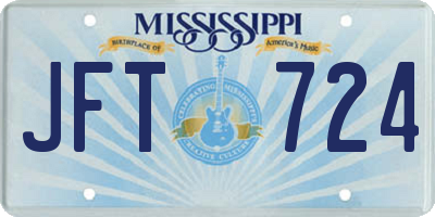 MS license plate JFT724