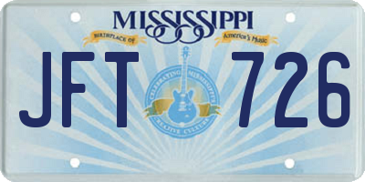 MS license plate JFT726