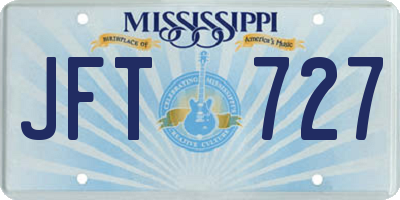 MS license plate JFT727