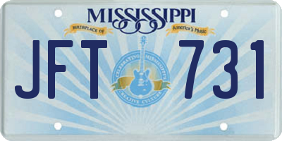 MS license plate JFT731