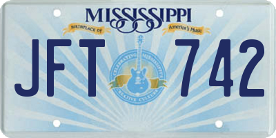 MS license plate JFT742