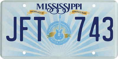 MS license plate JFT743