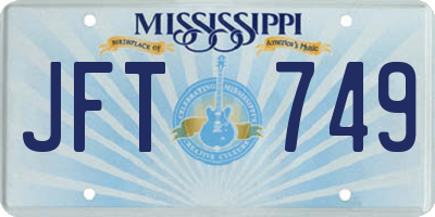 MS license plate JFT749