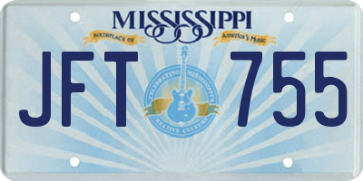 MS license plate JFT755