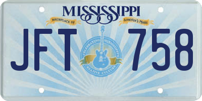MS license plate JFT758