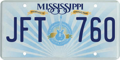 MS license plate JFT760