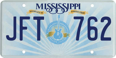 MS license plate JFT762