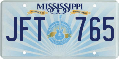 MS license plate JFT765