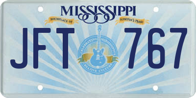 MS license plate JFT767