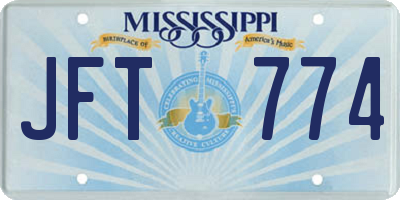 MS license plate JFT774