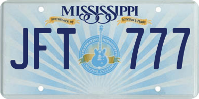 MS license plate JFT777
