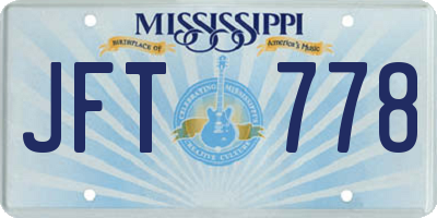MS license plate JFT778