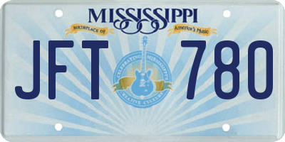 MS license plate JFT780