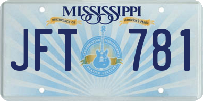 MS license plate JFT781