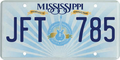 MS license plate JFT785