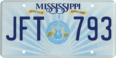 MS license plate JFT793