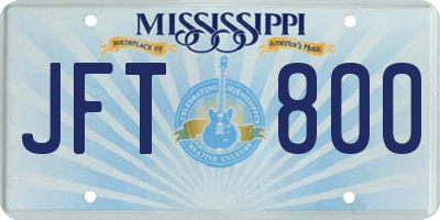 MS license plate JFT800