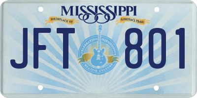 MS license plate JFT801
