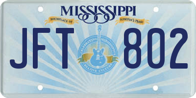 MS license plate JFT802