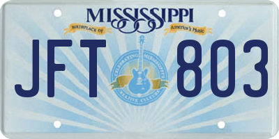 MS license plate JFT803