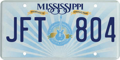 MS license plate JFT804